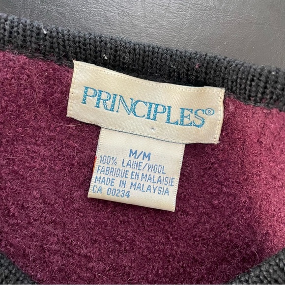 Vintage 100% Wool Principles Round Neck Blazer Jacket Purple Plum Button Down - Picture 8 of 8